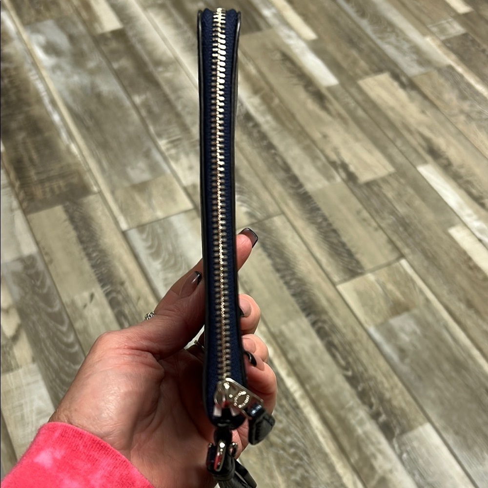 Coach Navy Blue Textured Wristlet - Picture 6 of 7
